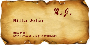 Milla Jolán névjegykártya